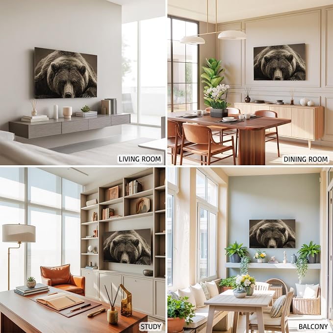 Rustic Brown Grizzly Bear Indoor TV Cover, Elastic TV Screen Protector Abstract - Image 5