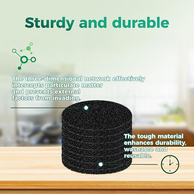 Polyurethane Activated Charcoal Filters -7 Pack 7.3 Inch Round Strong Odor - Image 6