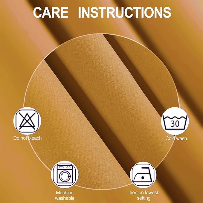 LEMOMO Mustard Yellow Blackout Curtains/38 x 54 Inch/Set of Two Panels Grommet Living Room Curtains