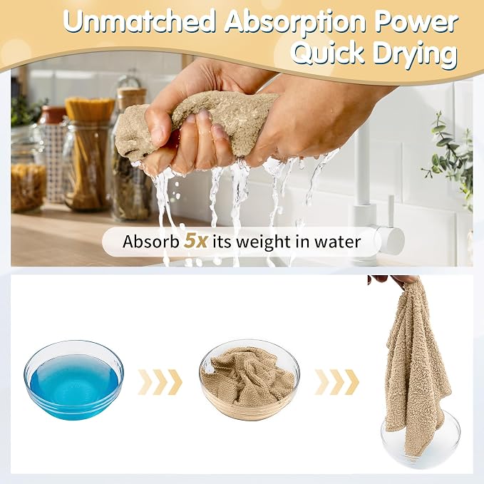 FIXSMITH Beige Microfiber Cleaning Cloth -Pack of 8, Highly Absorbent Cleaning - Image 6