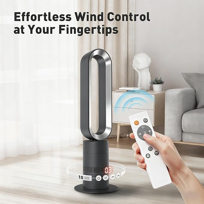 Xcity TP18Pro Bladeless Tower Fan, 2-in-1 Heater & Cooling Fan, 10 Cooling + 3 - Image 7
