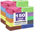 TEAWOO 10 Colors Microfiber Cleaning Cloths, 150 Pack Assorted Cleaning Rags by TEAWOO