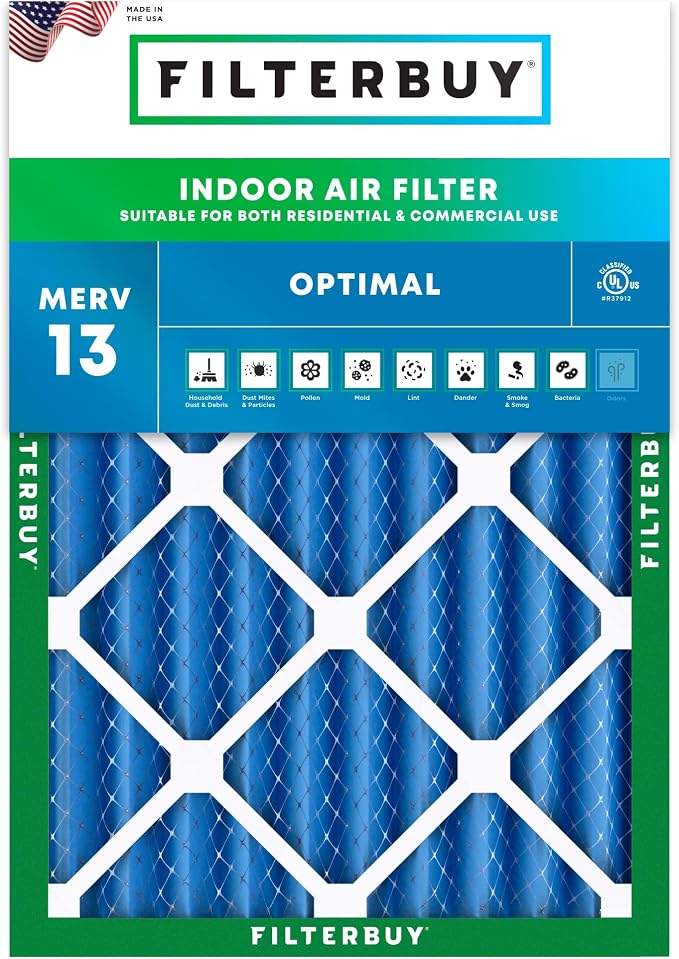 Filterbuy 16x20x4 Air Filter MERV 13 Optimal Smoke & Allergy Defense, by Filterbuy