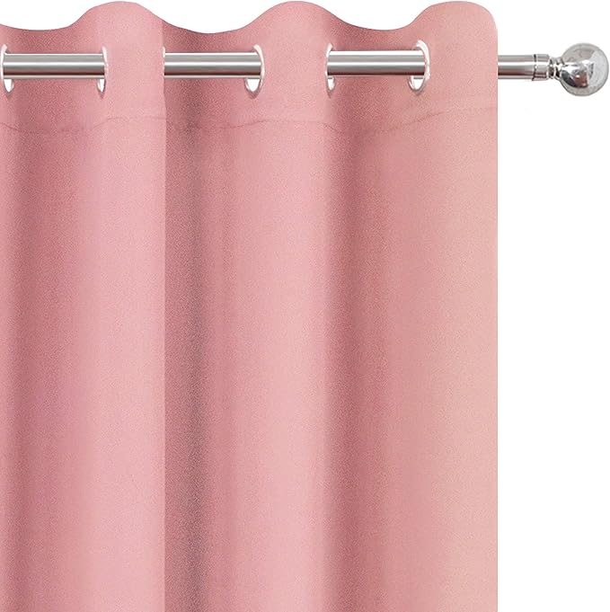 LEMOMO Blackout Curtains 66 x 95 inch/Pink Curtains Set of 2 Panels/Thermal Insulated Room Darkening Bedroom Curtains