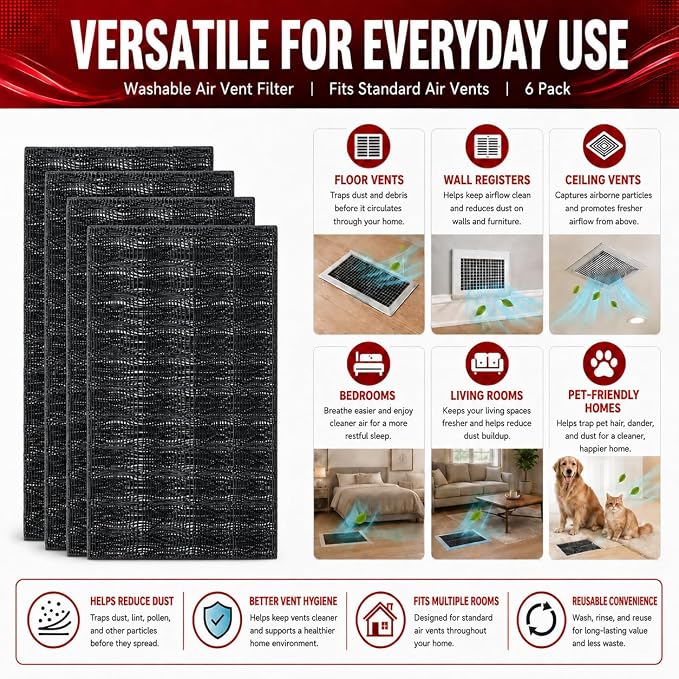 Originallife Lite Floor Vent Register Filter, Eco-Friendly Washable lasts up to - Image 6