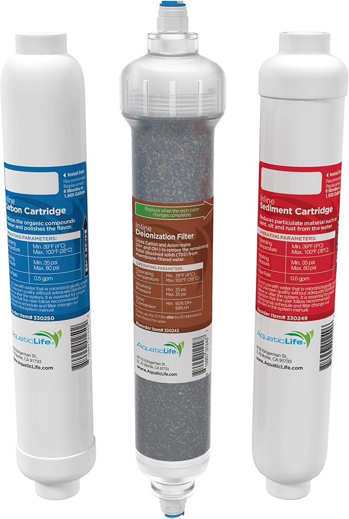Aquatic Life RO Buddie Aquarium Filter Replacement Cartridge Set – 3 Pack – by AQUATICLIFE