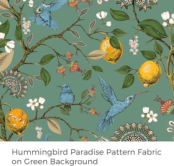 Topfinel Sliding Door Patio Floral Curtains & Drapes, Blackout Extra Wide Room Divider Large Sage Green Vintage Farmhouse Country Hummingbird Patterned Grommet Curtains 1 Single Panels W100 x L84