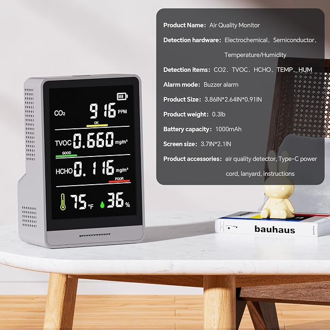 5-in-1 Professional Indoor Air Quality Monitor Indoor Portable CO2 Monitor | - Image 6