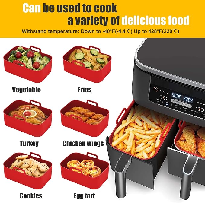 Silicone Air Fryer Liners for Ninja Foodi Dual DZ201/DoubleStack SL201 8QT - Image 5