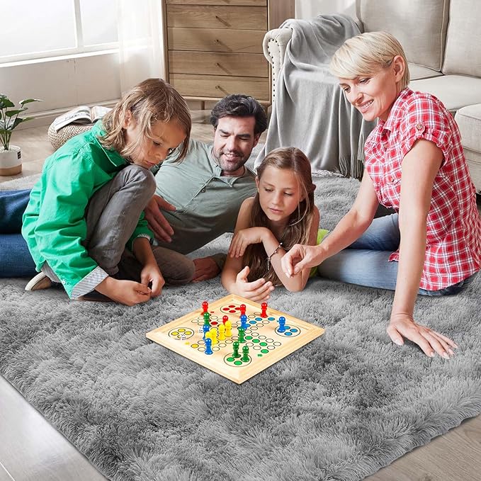 Shag Area Rugs for Bedroom Living Room,6X9 Ultra Soft Fluffy Area Rugs for Dorm, Indoor Carpet Nursery Rugs for Kids Room Home Decor,Tie-Dye Grey