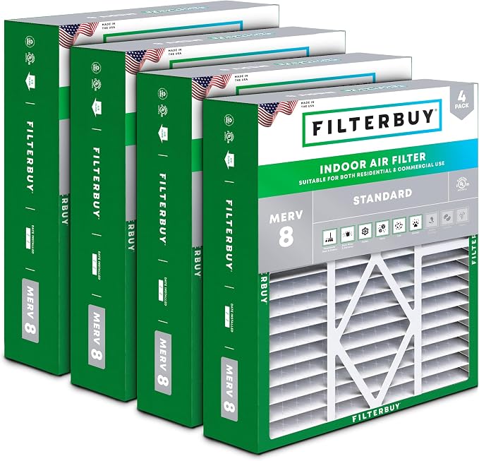 Filterbuy 20x20x5 Air Filter MERV 8 Essential Dust & Allergy Defense, Pleated by Filterbuy