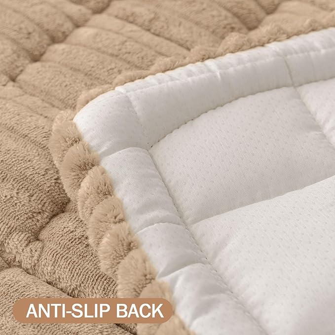 Smiry Couch Cover for Dogs Washable, Non Slip Fuzzy Pet Couch Covers for 3 Cushion Sofa Pet Friendly, Thick Soft Sofa Slipcovers Cushion Protector (Khaki, 27.6" x 59")