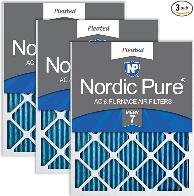 Nordic Pure 20x24x1 Pleated MERV 7 Air Filters 3 Pack by NordicPure