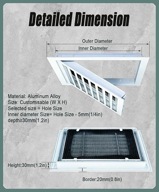 Louvered Air Circulation Vent Cover，Aluminum Vent Access Panel - Image 2