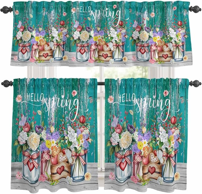 Spring Flowers Kitchen Curtains Set 3 Piece by Unknown