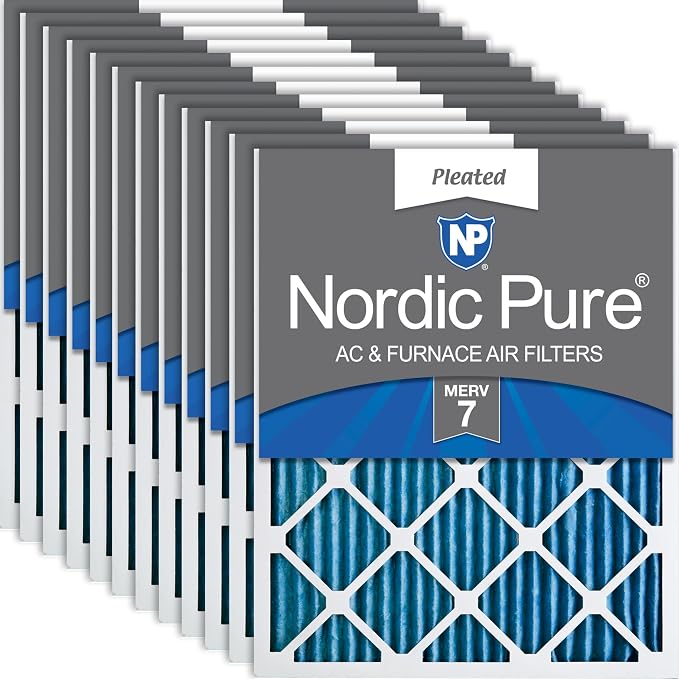 Nordic Pure 14x25x1 Pleated MERV 7 Air Filters 12 Pack by NordicPure