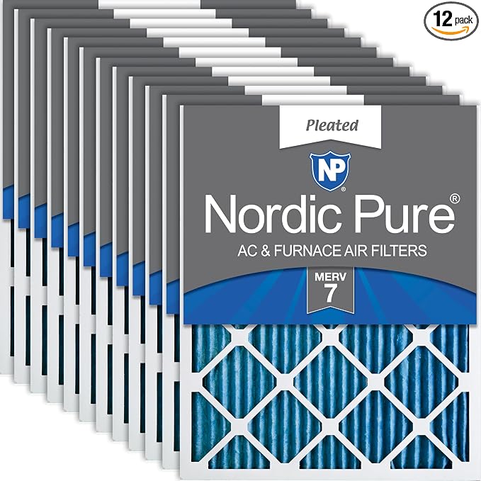 Nordic Pure 20x24x1 Pleated MERV 7 Air Filters 12 Pack by NordicPure