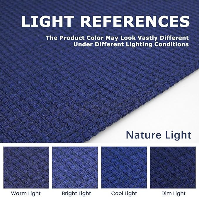 KOZYFLY Runners for Hallways 2x5 ft Washable Kitchen Runner Non Slip Rubber Backed Hall Runners Cotton Entryway Runner Rugs Floor Carpet for Indoor Backdoor Bedroom Kitchen, Royal Blue/Navy