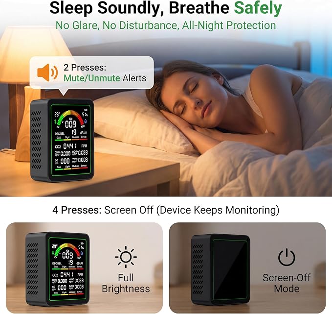 10-in-1 Indoor Air Quality Monitor, Portable Air Tester, ‌HCHO‌ Detector | - Image 7