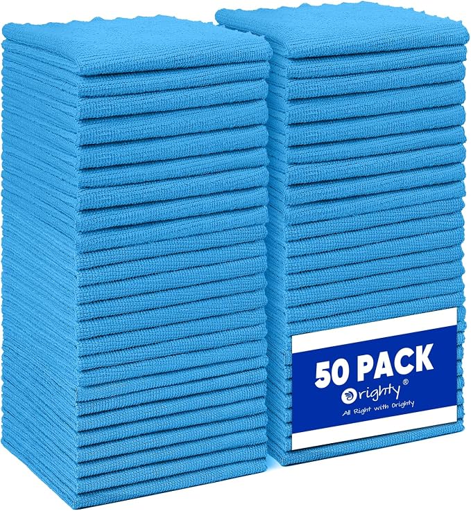Orighty Microfiber Cleaning Cloth Bulk, Shop Towels Shop Rags 50 Pack, Reusable by AllRightinOrighty