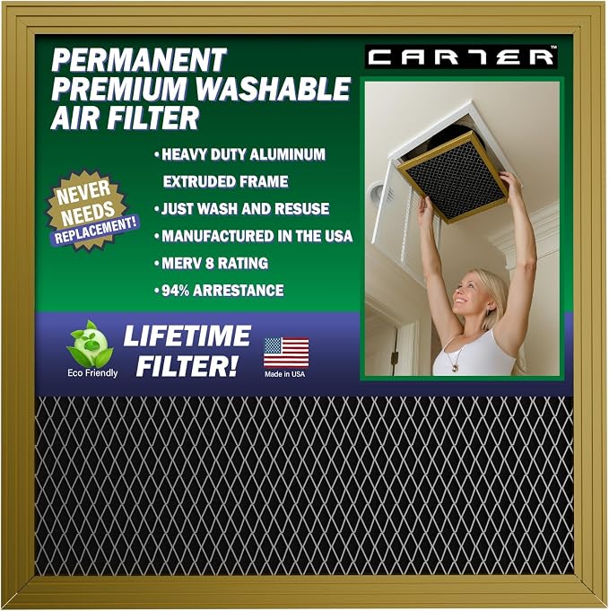CARTER | Gold | MERV 8 | HVAC & Furnace Filter | Washable Electrostatic) by Carter+Goods