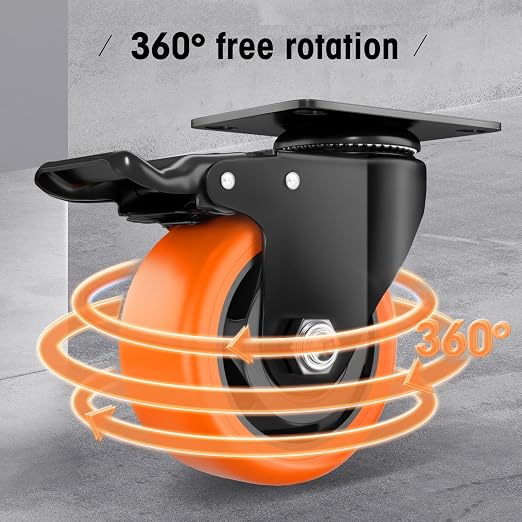 Casters, Top Plate Swivel Wheels, Locking Casters - Image 3