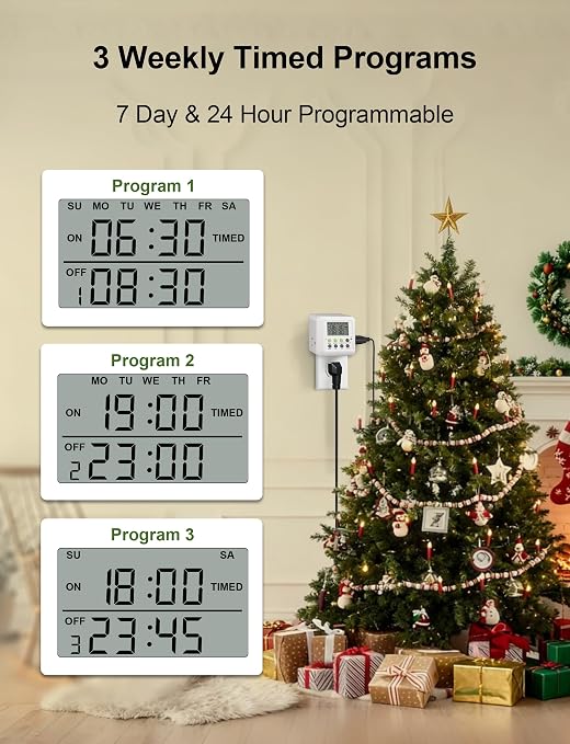 NOVKIT 3-in-1 Dual Outlet Timer Plug - Image 3