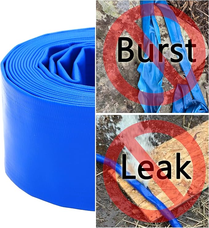 DAVCO 2.5" x 50 ft Pool Backwash Hose, Heavy Duty Reinforced Blue PVC Lay Flat - Image 4