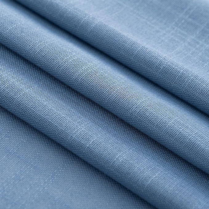 Denim Blue Curtains for Living Room Back Tab Modern Farmhouse Semi Sheer Blue Curtains 96 inches Long 2 Panels Set Muted Neutral Window Curtain for Dining Room Bedroom 52x96