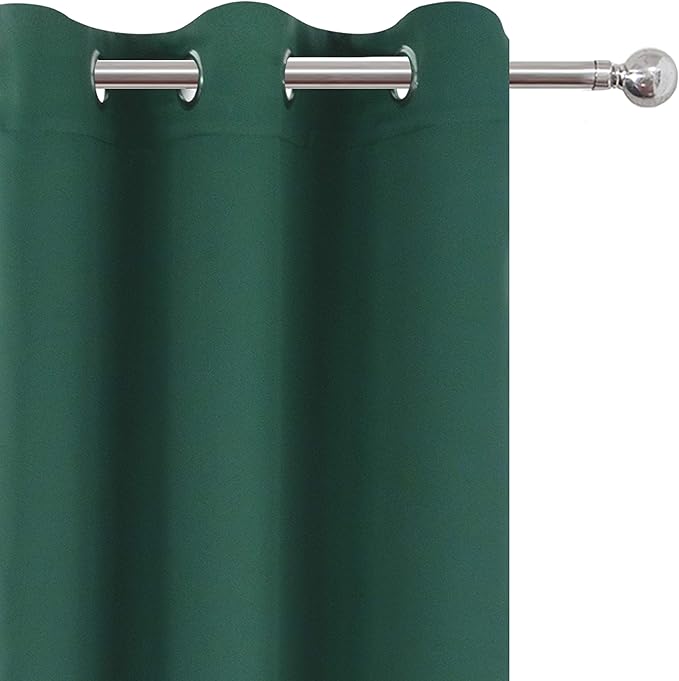 LEMOMO Dark Green Blackout Curtains/42 x 84 Inch/Set of Two Panels Grommet Bedroom Curtains