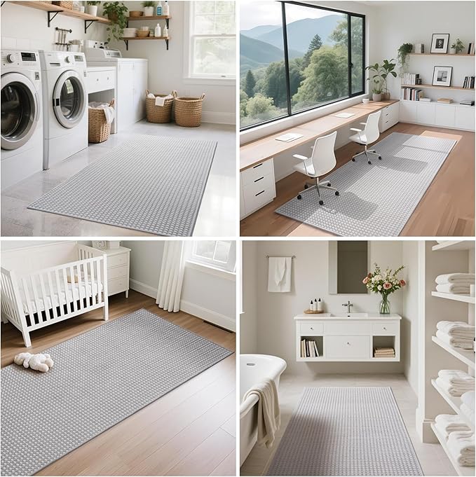 YDKGL 2x6 ft Kitchen Runner Rug Mat Non Slip Boho Woven Hallway Runner Washable, Soft Long Entryway Laundry Hall Floor Runners Rugs Carpet for Indoor Backdoor Bedroom Kitchen Living Room, Gray
