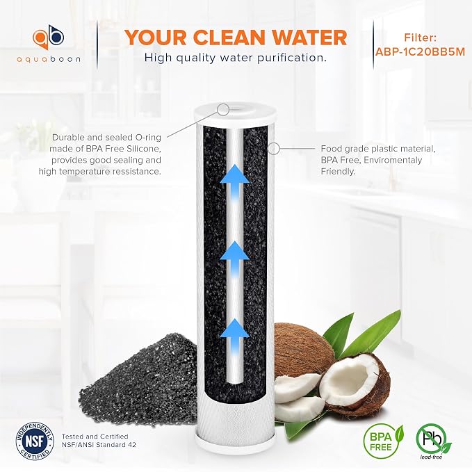 Aquaboon 5 Micron 20 x 4.5 Sediment, Iron & Manganese, CTO Whole House Water - Image 4
