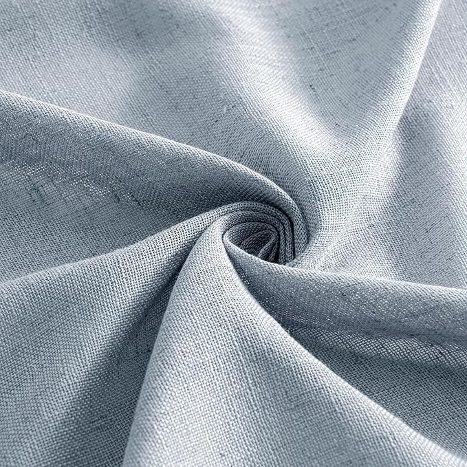 MIULEE Chambray Blue Linen Curtains 72 Inch Length 2 Panels for Bedroom Living Room, Soft Linen Textured Window Drapes Semi Sheer Light Filtering Back Tab Rod Pocket Farmhouse Modern Burlap Look Decor