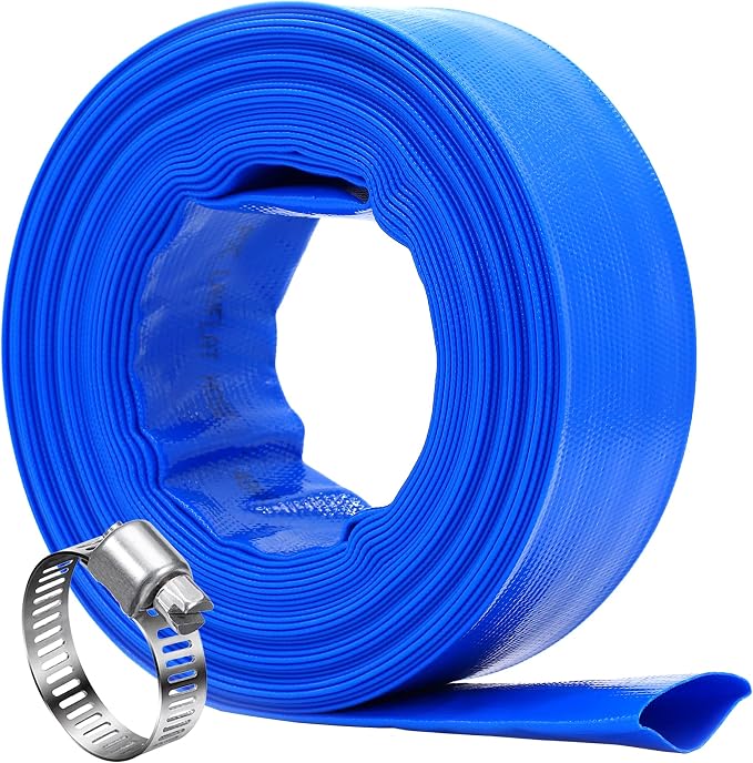 DAVCO 2" x 100 ft Pool Backwash Hose, Heavy Duty Reinforced Blue PVC Lay Flat by DAVCO