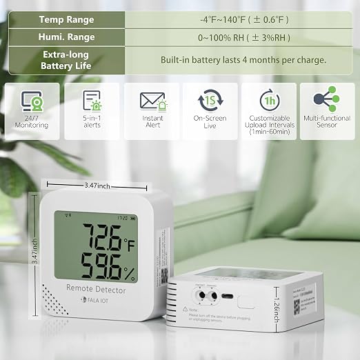 WiFi Temperature & Humidity Monitor, No Subscription 24/7 Remote Temp Sensor - Image 3