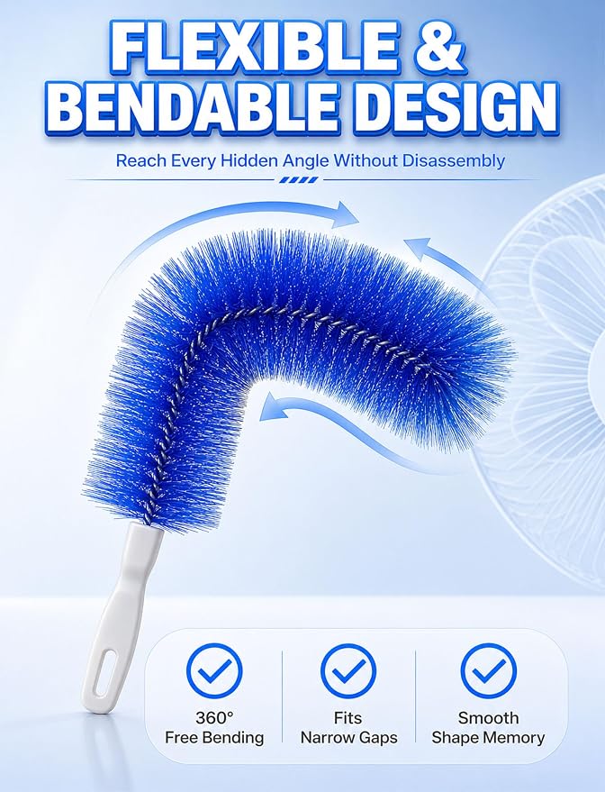 Bendable Microfiber Head, 2026 New Reusable Dust Remover, Fan Brush Cleaner - Image 2