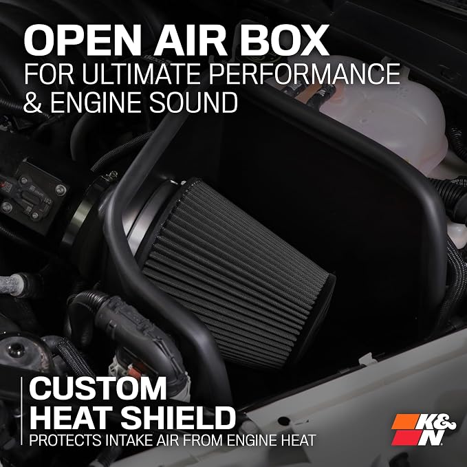 K&N Cold Air Intake System: Dry-Flow Air Filter, Increase Performance & Towing: - Image 6