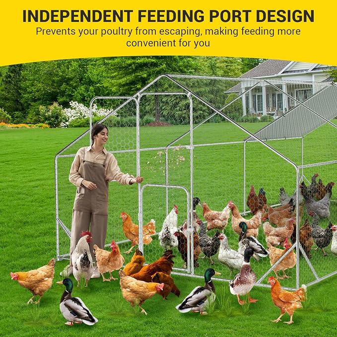 9.8X19.7x6.6FT, Large Walk in Chicken Run Pen Cage, Metal Coop Clearance - Image 7