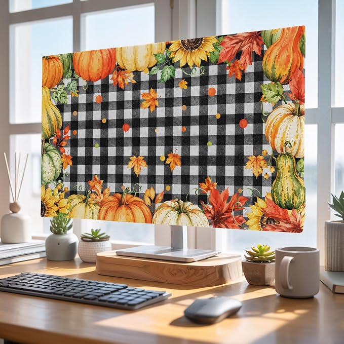 Thanksgiving Autumn Orange Pumpkins Indoor TV Cover, Elastic TV Screen by Unknown
