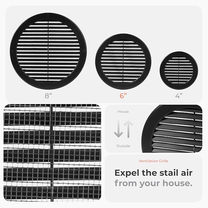 10pack 6" Inch Black Plastic Round Vent Cover - Image 3