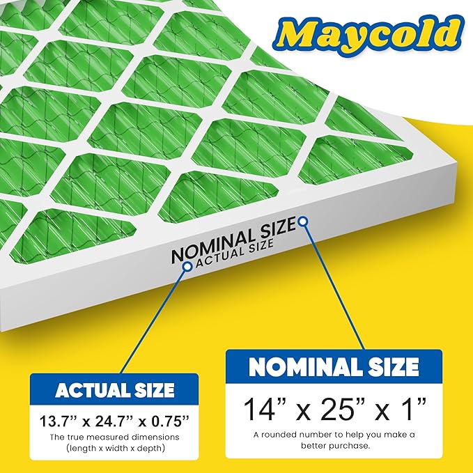 Maycold MERV 13 14x25x1 Air Filter, High-Efficiency Pleated AC & Furnace Filters - Image 3