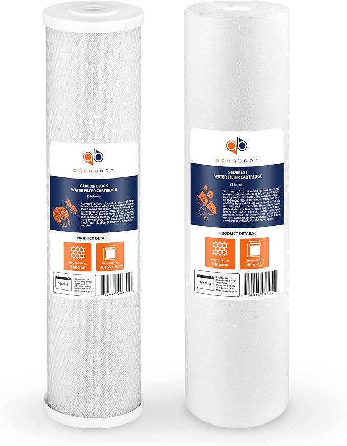 Aquaboon 5 Micron 20 x 4.5 Water Filter Cartridges Set of 2, Whole House Water by Aquaboon