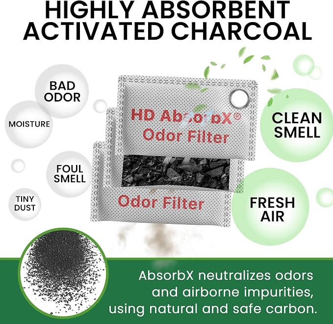 iTouchless AbsorbX High-Density Charcoal Air Purifying Bags 3-Pack – Bamboo - Image 3
