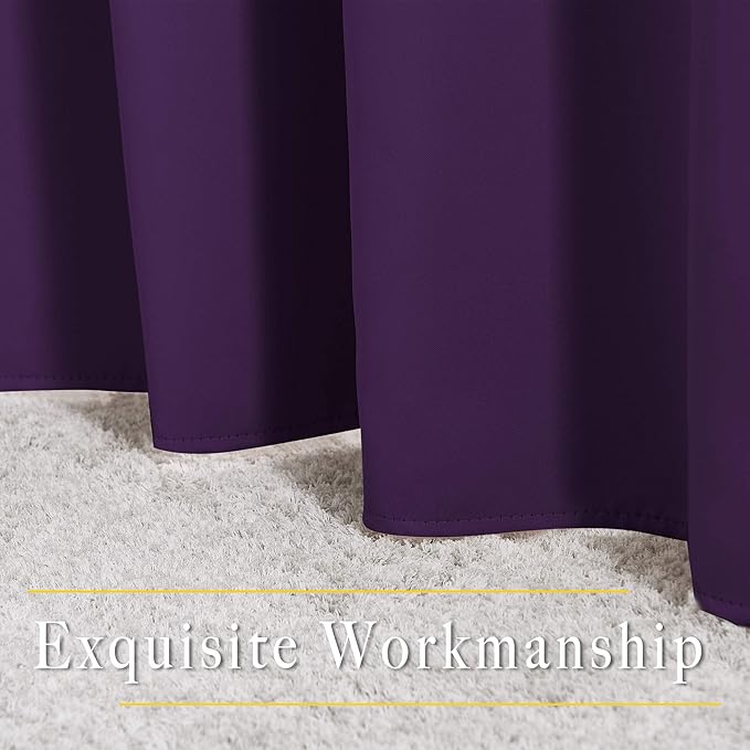 NICETOWN Blackout Kitchen Curtains for 50 inches Long - Grommet Thermal Insulated Window Treatments Light Blocking Drapes for Bedroom/Girl Room, Royal Purple, W34 x L50, 2 Panels