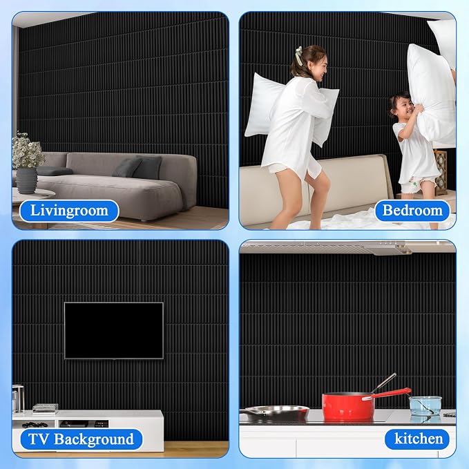 Nuanchu 90 Pcs 3D Slat Wall Panels, Paintable Waterproof Textured Tiles - Image 7
