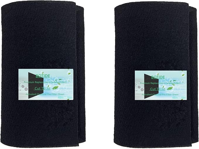 48 x 16 Inch Cut-to-Fit Activated Carbon Fabric Filter Sheet Charcoal Air Vent by BOTIDE