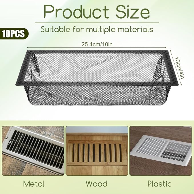 10 Pcs 4 x 10 Inch Floor Register Cover Trap, Floor Vent Filters Screen Floor - Image 2