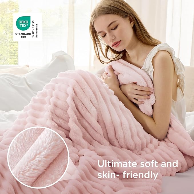 Bedsure GentleSoft Crystal Pink Twin Blanket for Bed - Super Soft Cozy Blankets for Women, Cute Large Blanket for Girls, 66x90 Inches