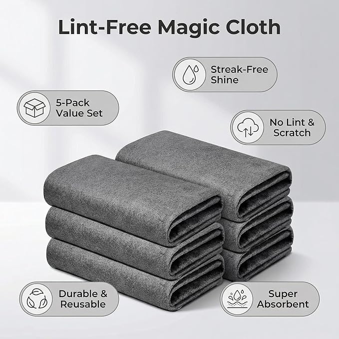 5 Pack Microfiber Cleaning Cloths — Lightweight, Lint-Free & Streak-Free Towels - Image 5