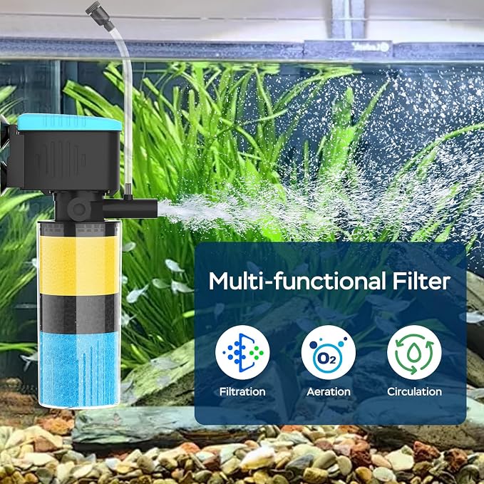 Aquarium Filter 3-Stage in-Tank Filter, Small Internal Fish Tank Filter - Image 2